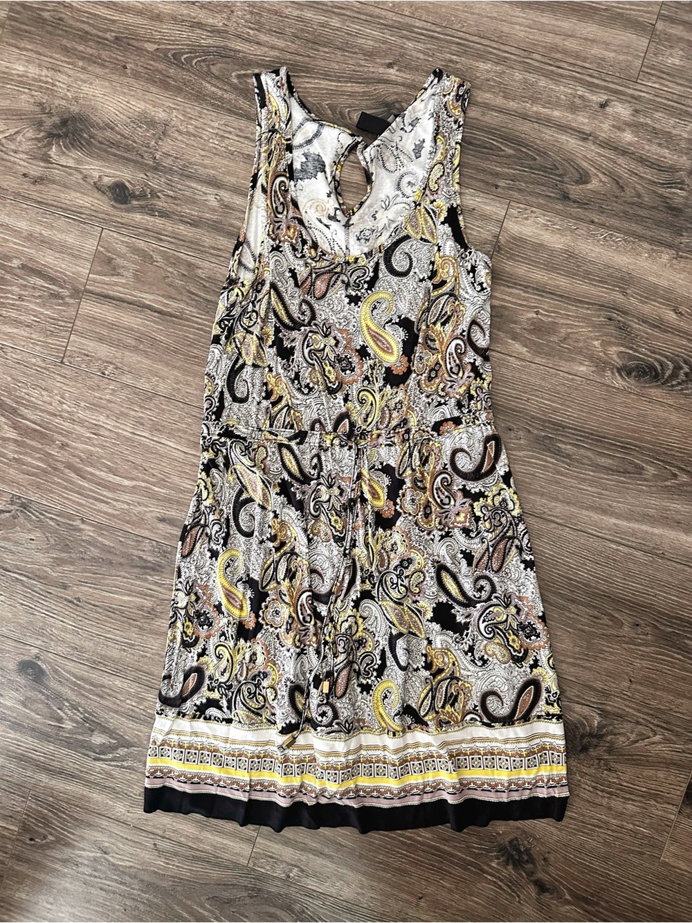 H&M Sleeveless Paisley Dress in Black, Yellow & Cream